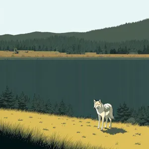 Rural Grassland Wildlife: Canine Coyote in Landscape