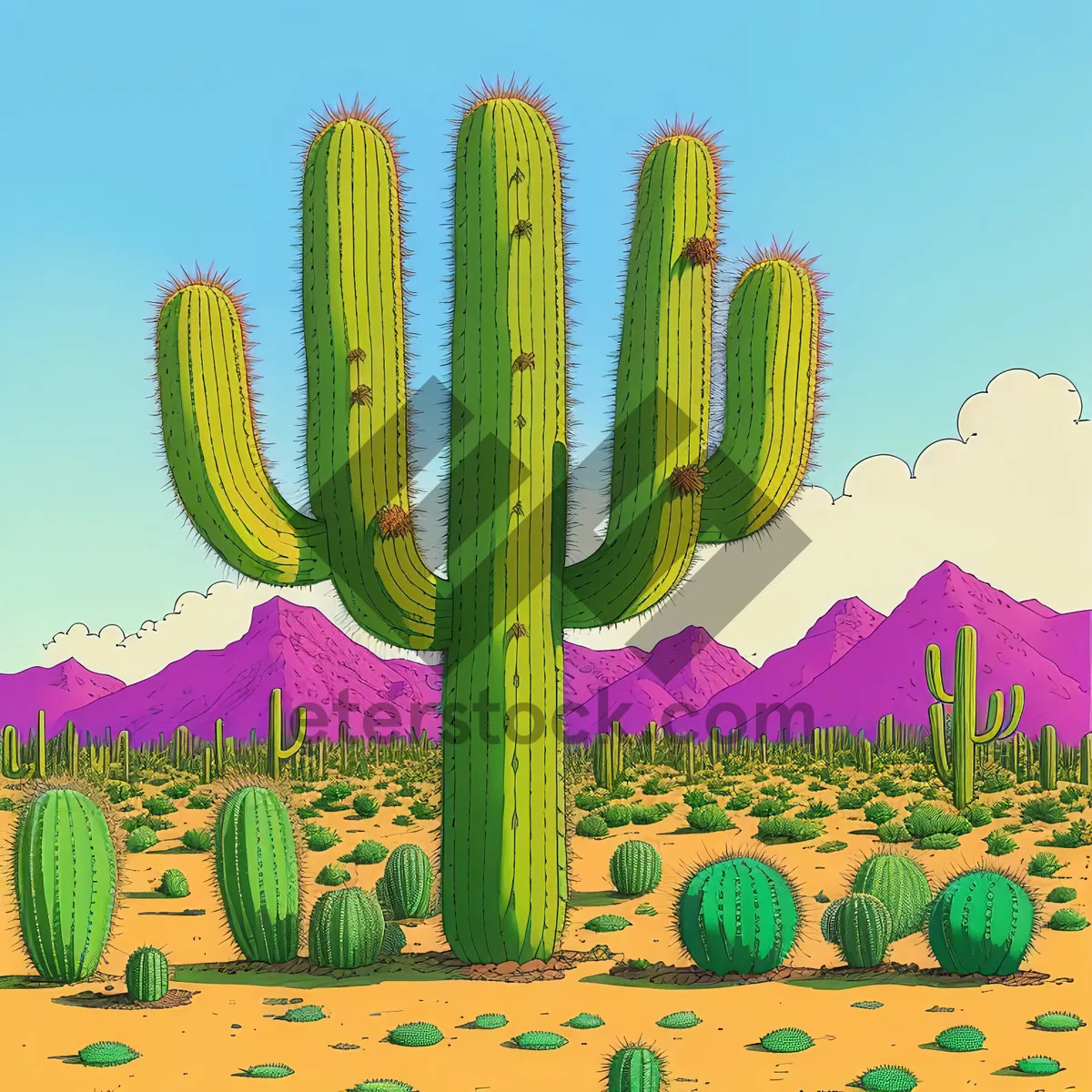 Picture of Desert Blooms: Saguaro Cacti Embracing Spring Sky