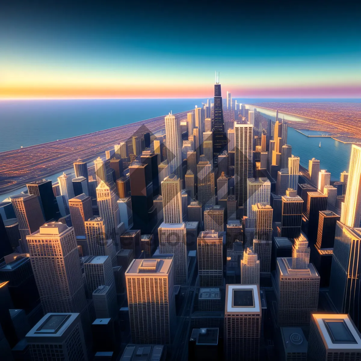 Picture of Urban Heights: Captivating City Skyline at Sunset