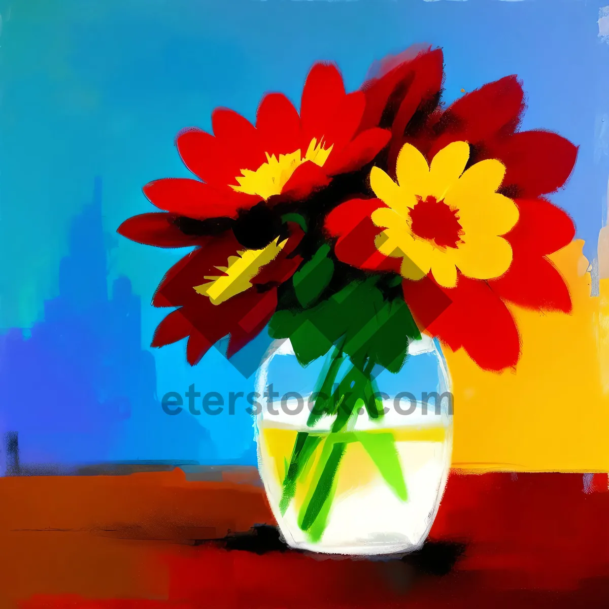 Picture of Colorful Spring Garden Bouquet with Tulips