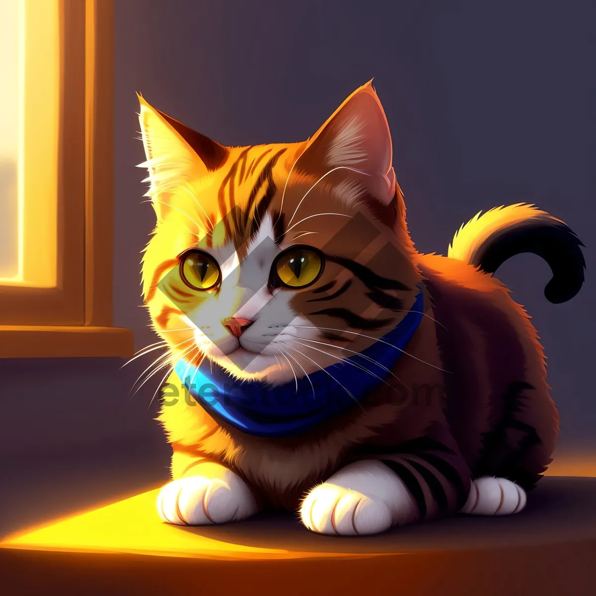 Picture of Adorable Tabby Kitten with Portable Computer