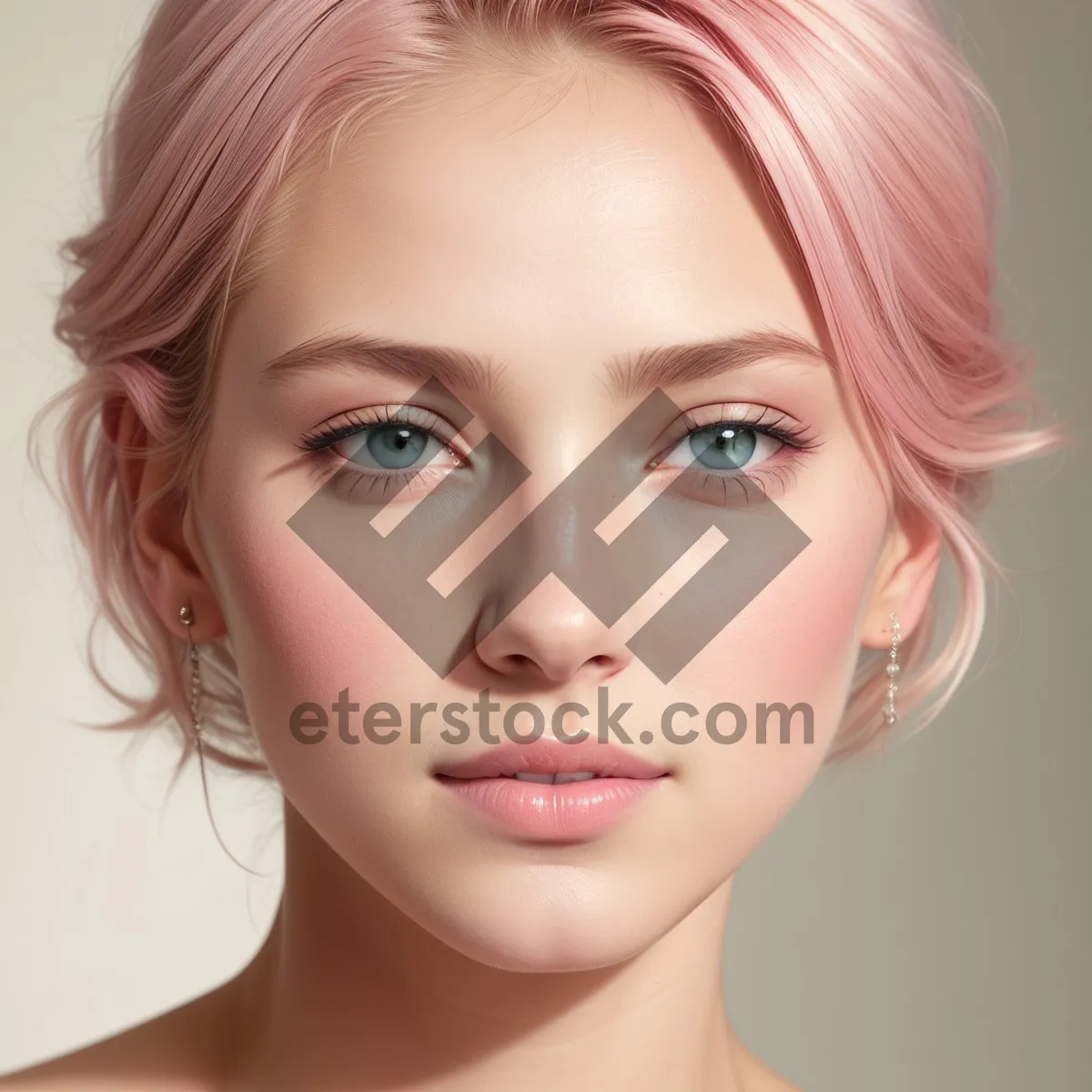 Picture of Gorgeous Fashion Model with Blond Wig and Flawless Skin