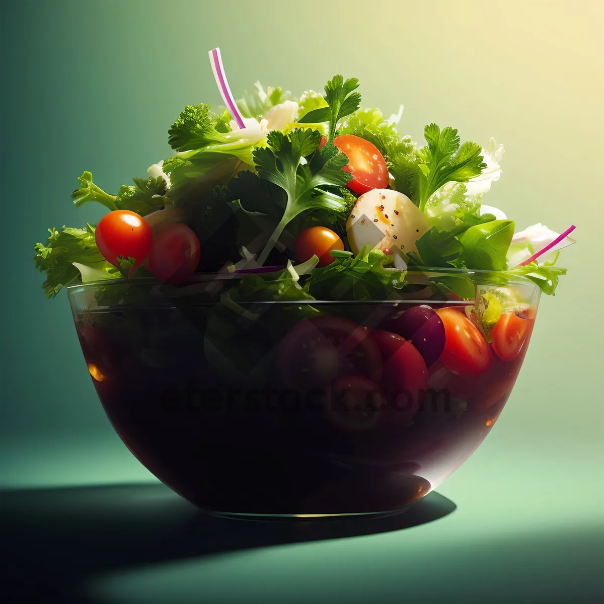 Picture of Fresh Gourmet Salad with Organic Vegetables and Berries