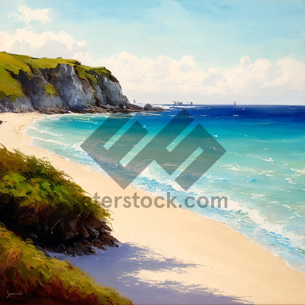 Picture of Sun-kissed Beach Paradise with Turquoise Seas