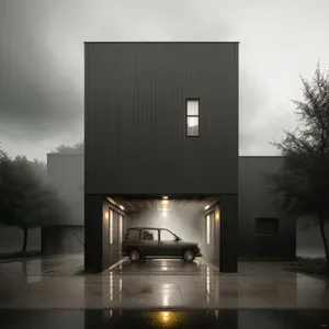 Modern interior with sleek washbasin and fountain