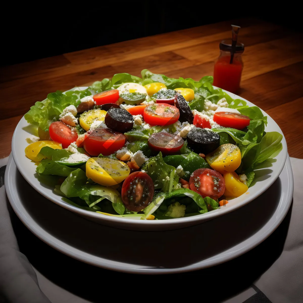 Picture of Healthy and Fresh Vegetable Salad with Homemade Dressing