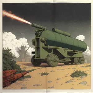 Sky-bound Military Cannon in Action