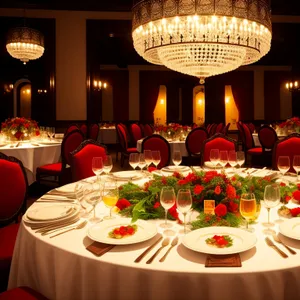 Elegant Dining Setting with Glassware and Wine