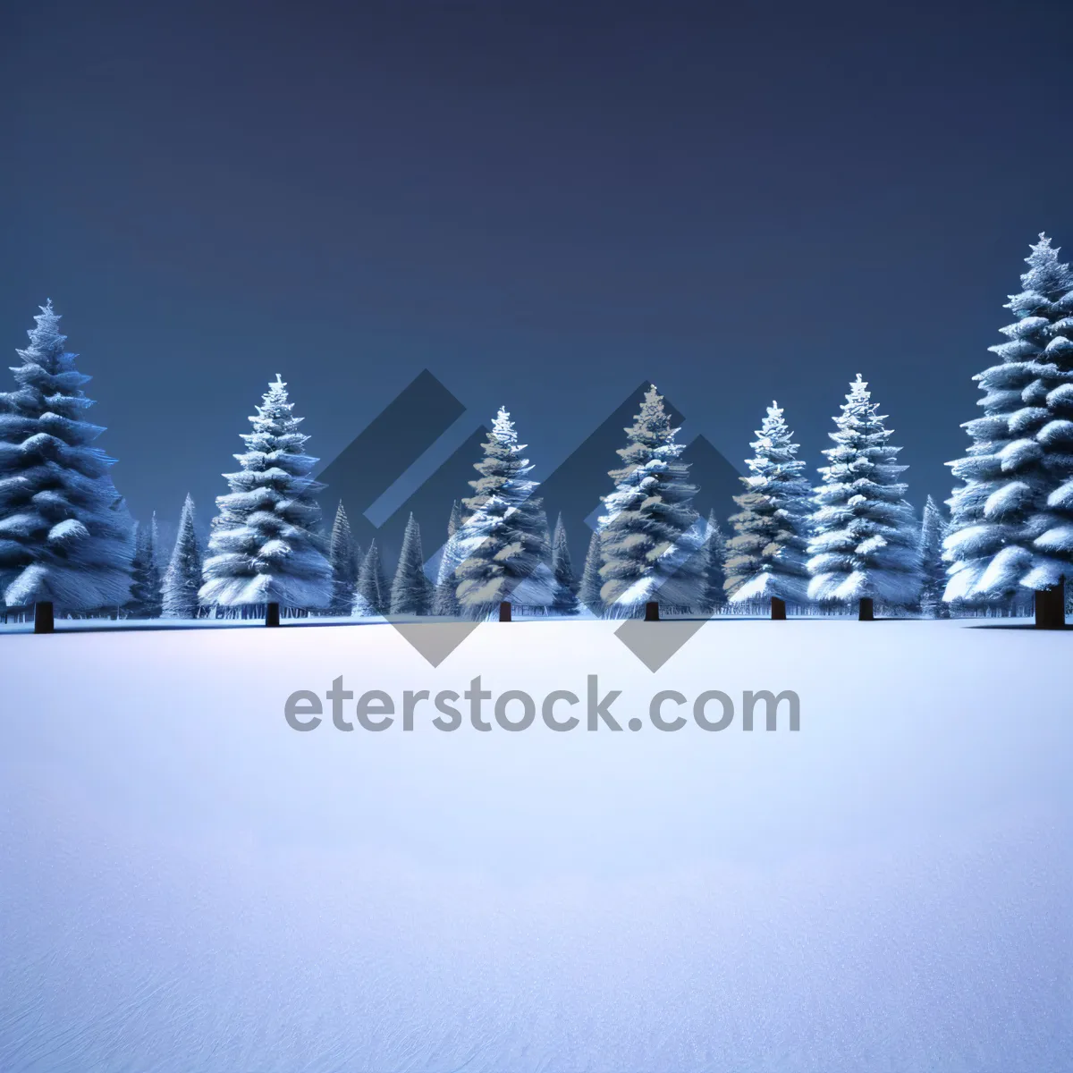 Picture of Winter Wonderland: Frosty Evergreen Forest in Snow