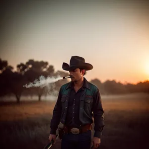 Happy Cowboy Man Wearing Iconic Hat