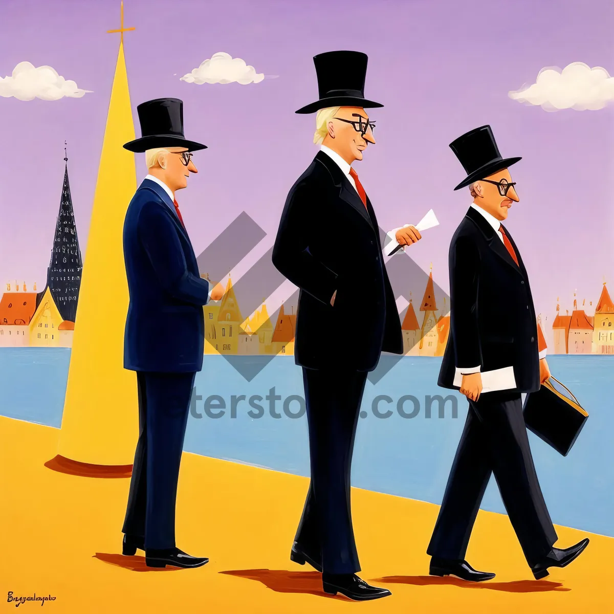 Picture of Businessman silhouette in suit and mortarboard cap