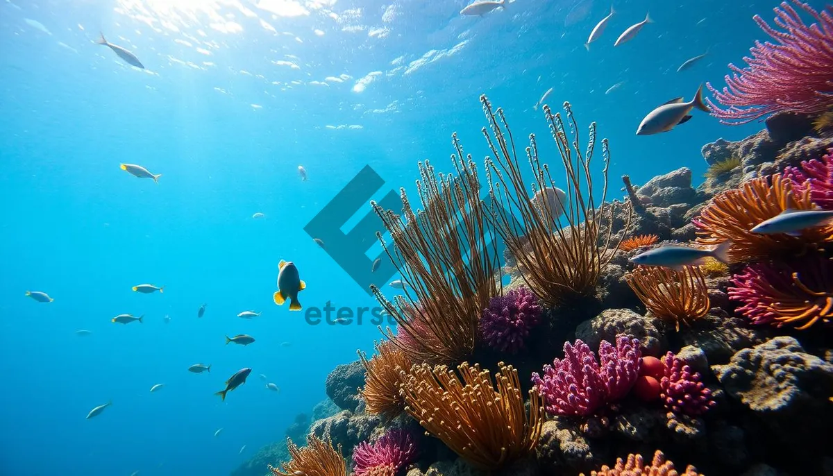 Picture of Colorful Ray Fish Underwater Coral Reef Dive