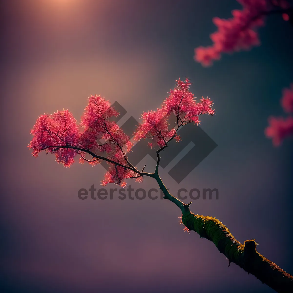 Picture of Flowering Pink Maple in Japanese Forest