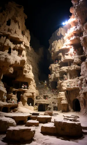 Ancient Temple Overlooking Desert Canyon in Landmark Site