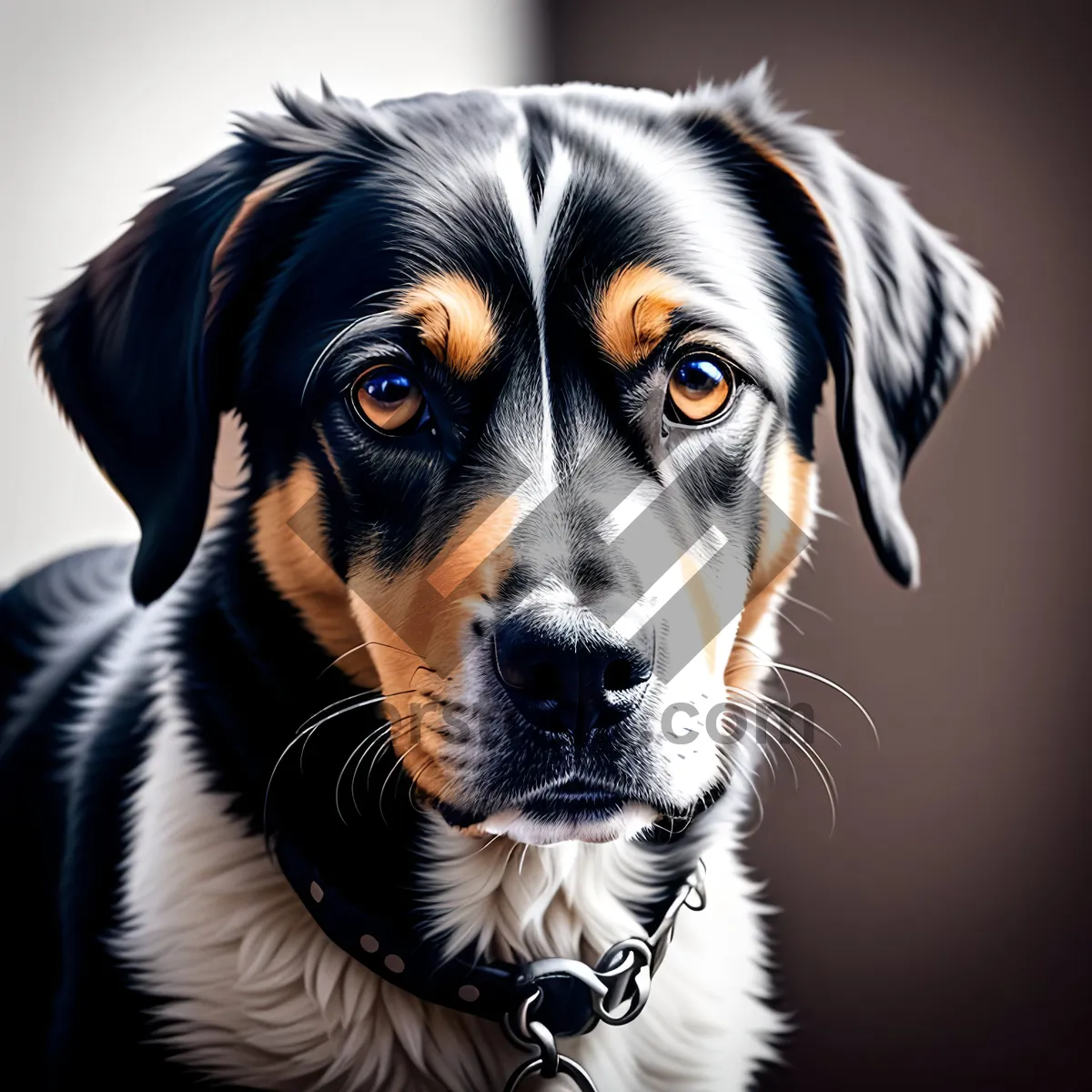 Picture of Cute purebred Swiss Mountain Dog sitting obediently