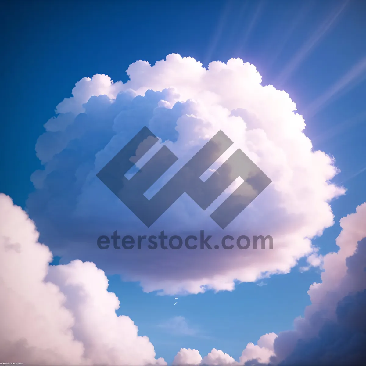 Picture of Vibrant Summer Sky with Fluffy Clouds