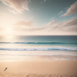 Serenity on the Sandy Shores: Tranquil Beachscape at Sunset