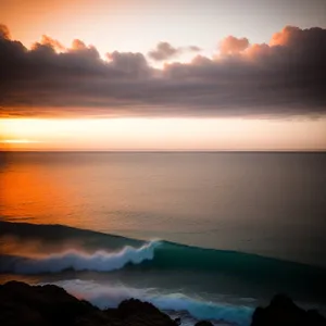 Sunset Reflection on Beach's tranquil waves