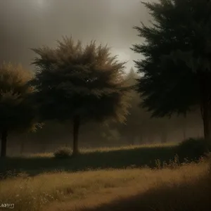 Scenic Tree Landscape with Sunny Sky