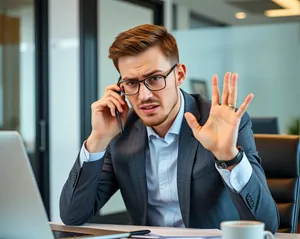 Smiling businessman working on laptop in office