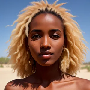 Blonde Beauty in Curly Wig - Sensual Fashion Portrait