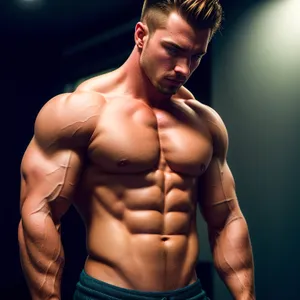 Powerful and Ripped Male Bodybuilder Flexing Muscles