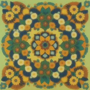 Colorful Floral Arabesque Pillow Design with Sunflower Pattern