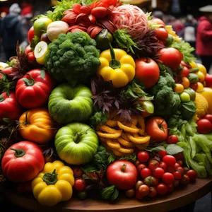 Colorful Fresh Vegetables and Fruits Harvest Basket