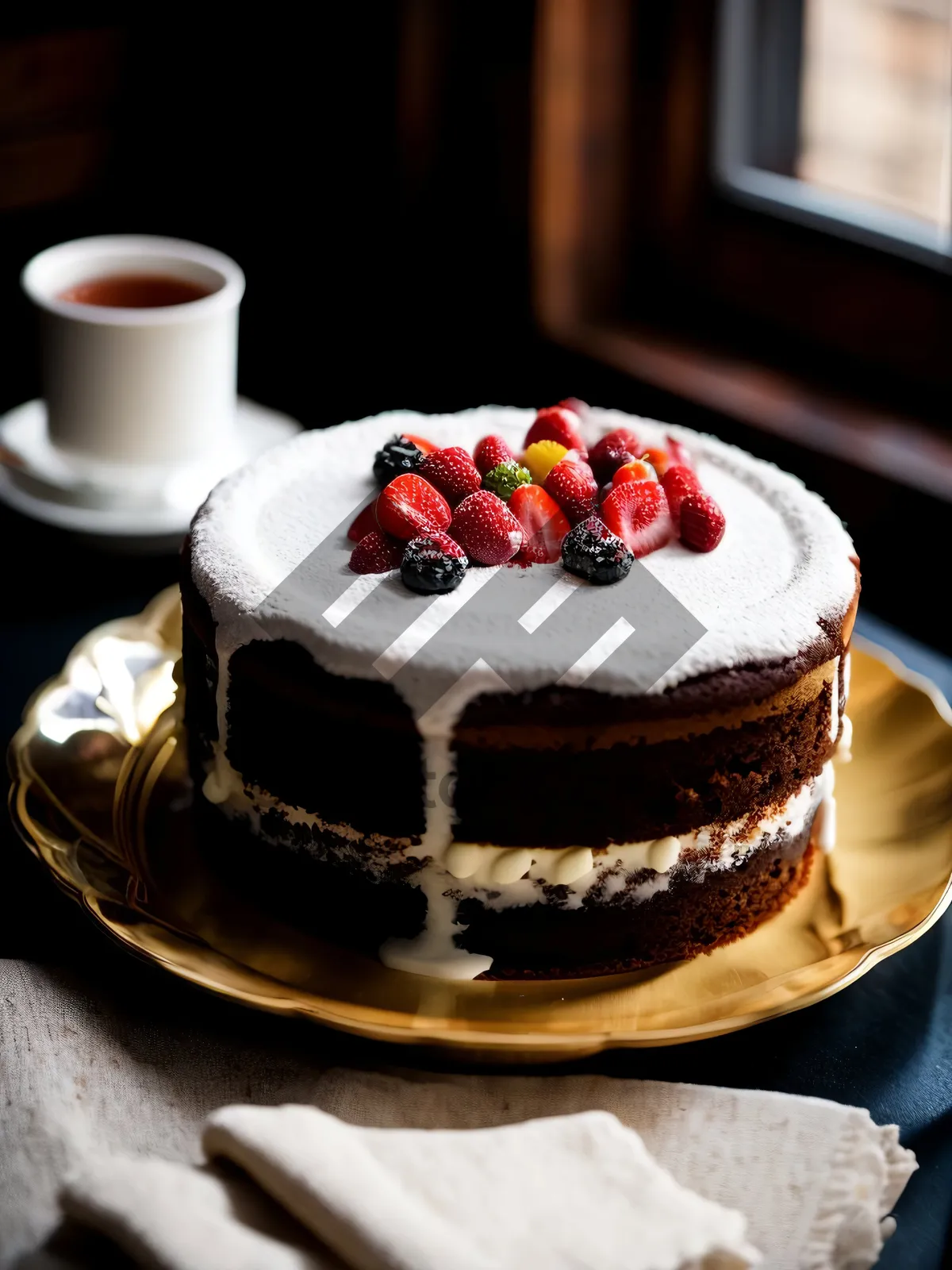 Picture of Delicious Berry Cake with Fresh Strawberries