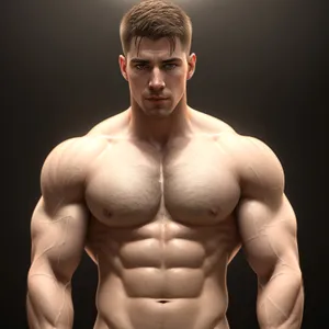 Ripped Powerhouse: Muscular Athlete Flexing His Abdominals