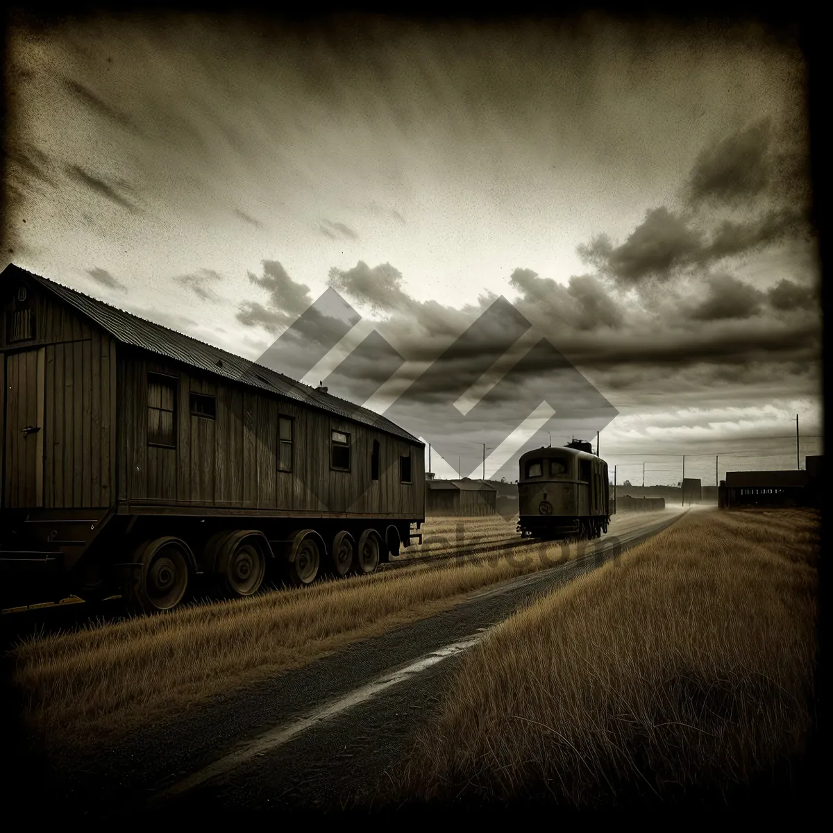 Picture of Vintage Train on Abandoned Railway Track