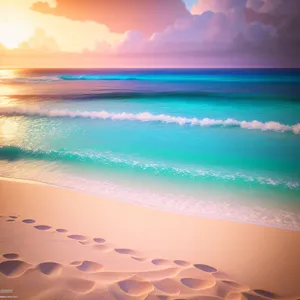 Idyllic Sunset over Tranquil Beachscape