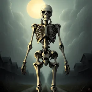 Gothic Chandelier: A Skeleton Pose in Cemetery