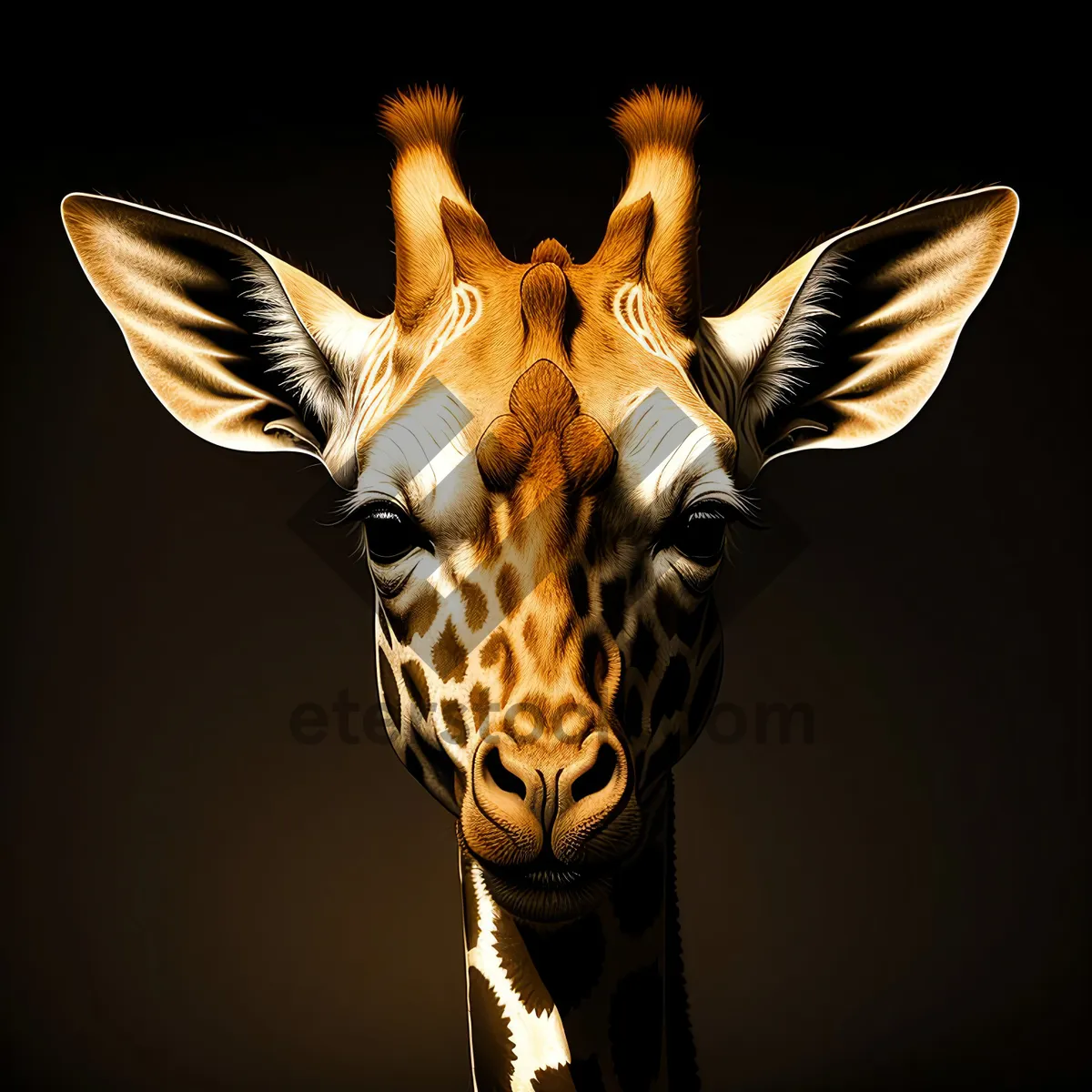 Picture of Giraffe Spine Anatomy: Black X-ray of Human Head