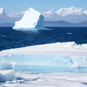 Majestic Arctic glacier in frozen ocean.