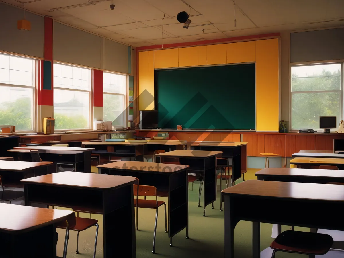 Picture of Modern office table with chair and lamp
