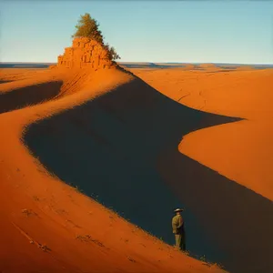 Vibrant Desert Sunset Over Moroccan Sand Dunes