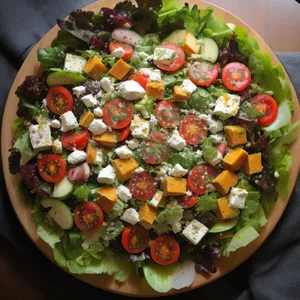 Healthy Gourmet Vegetable Salad with Black Beans and Tomatoes