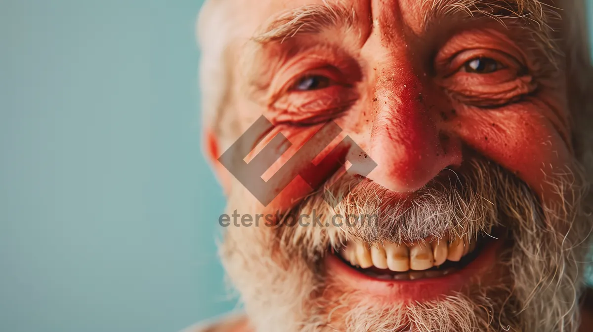 Picture of Happy elderly man wearing a crazy mask and smiling