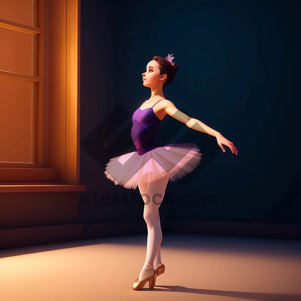 Picture of Elegant ballet dancer posing in stylish attire.