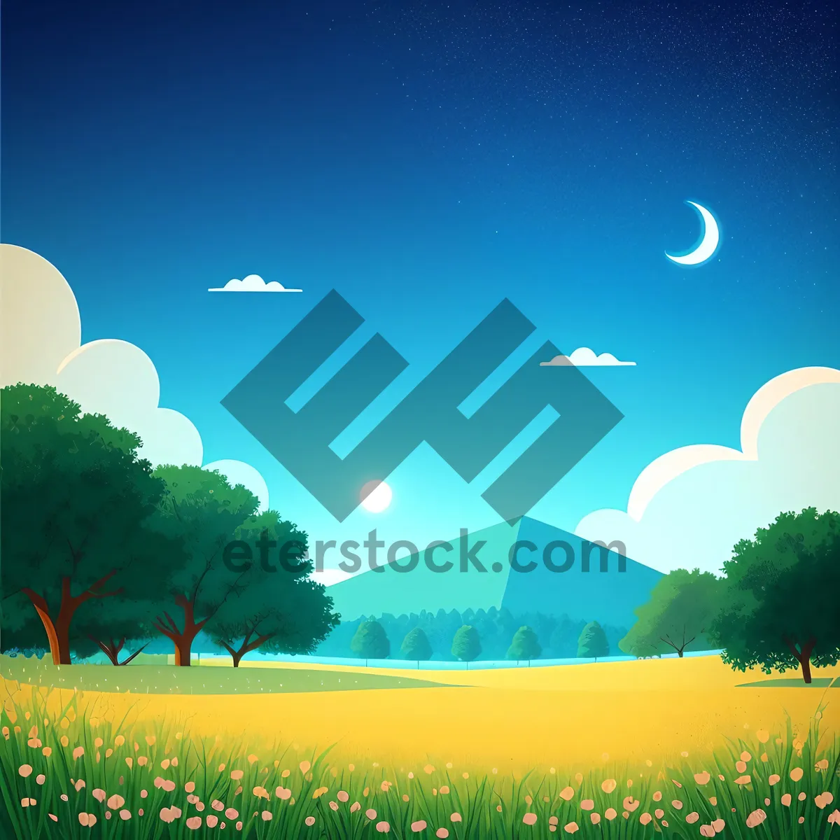 Picture of Sunny Meadow with Blue Sky