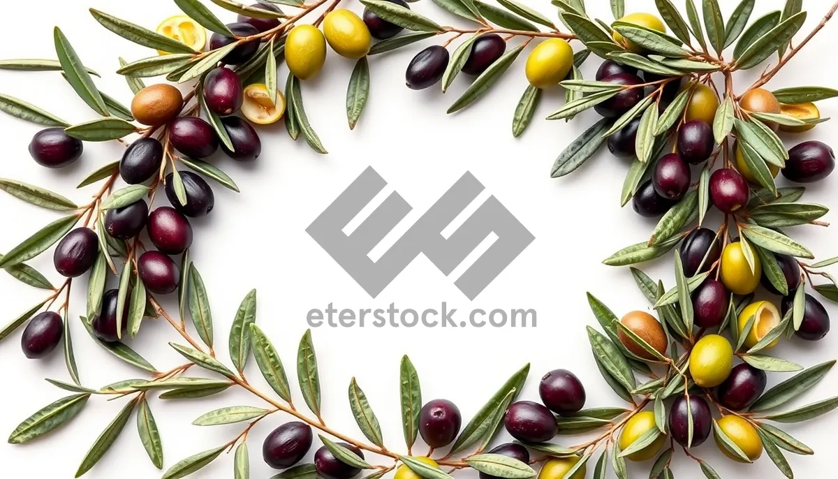 Picture of Fresh Cherry Berry Salad with Olive Leaf Decoration