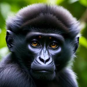 Endangered Primate in Black Fur - Wildlife Safari