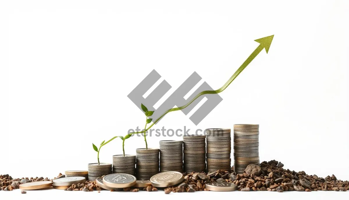 Picture of Green finance stack of coins and bamboo plant