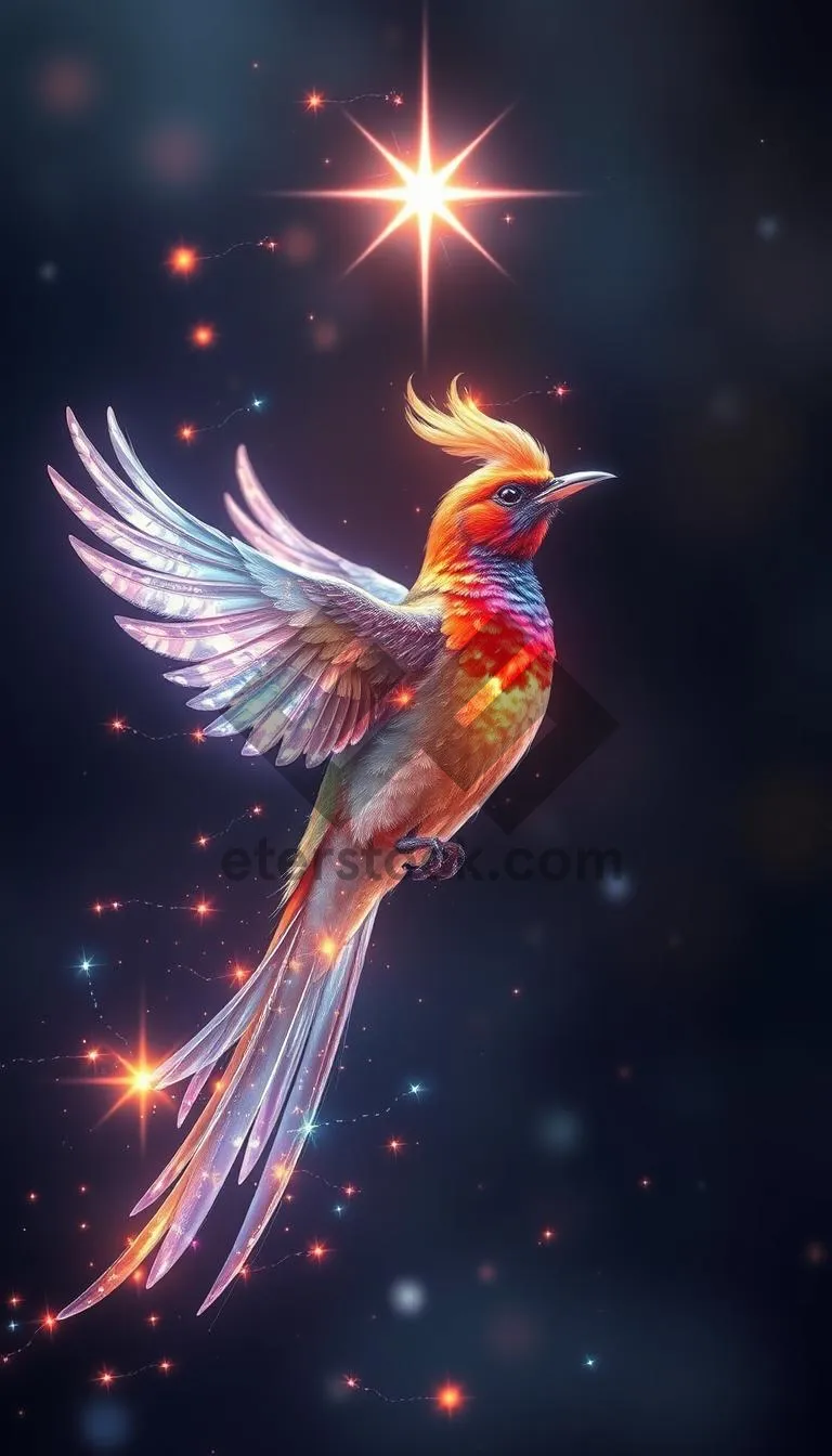 Picture of Modern holiday star design with glowing wings wallpaper