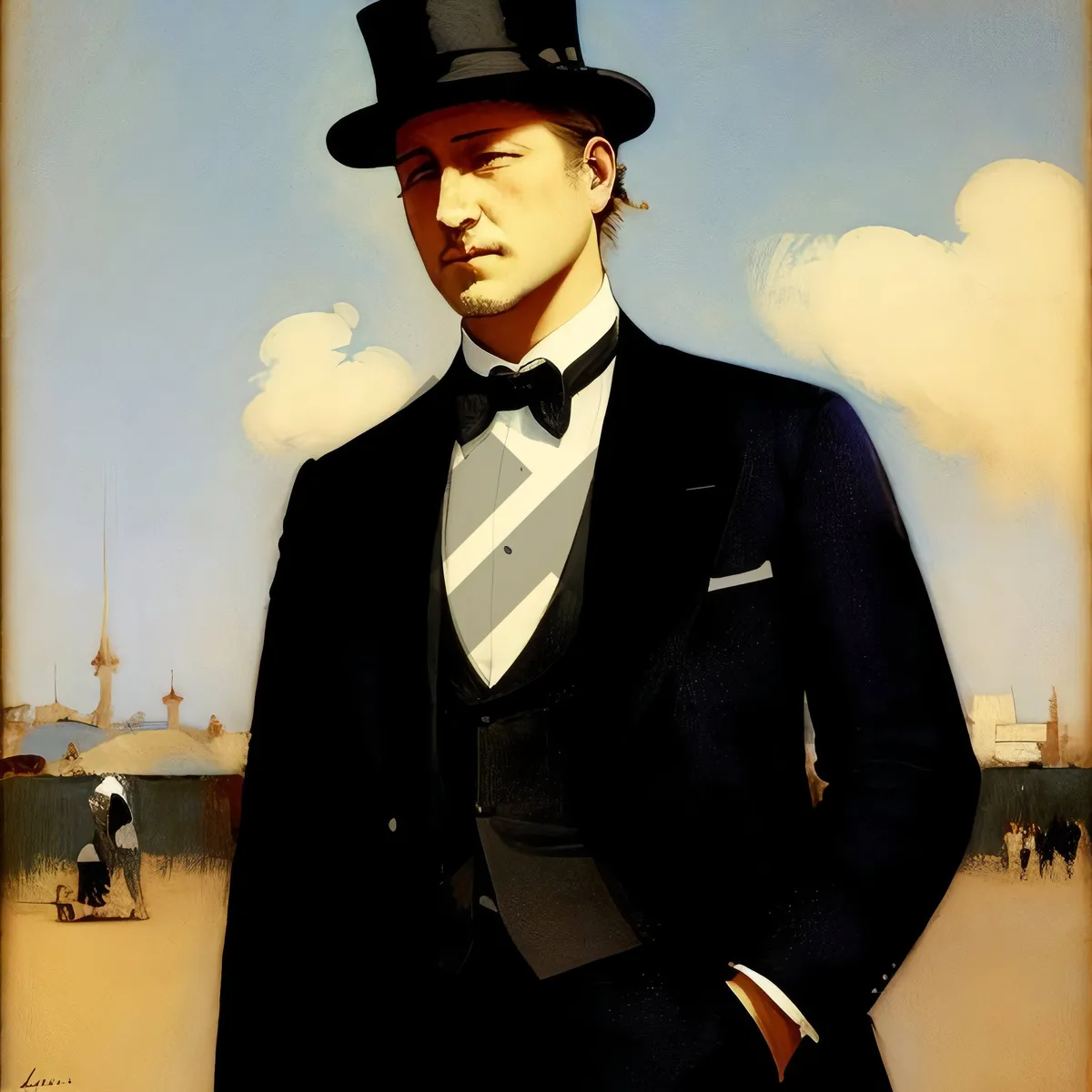 Picture of Stylish Waiter in Classic Bow Tie