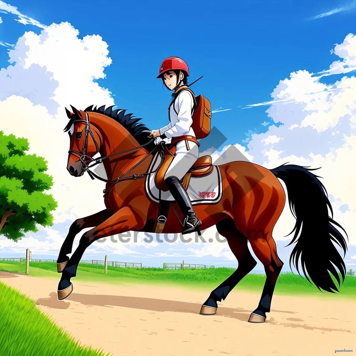 Picture of Powerful Stallion and Skillful Jockey in Equestrian Sport