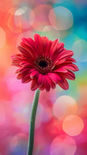 Vibrant pink daisy in full bloom close up.