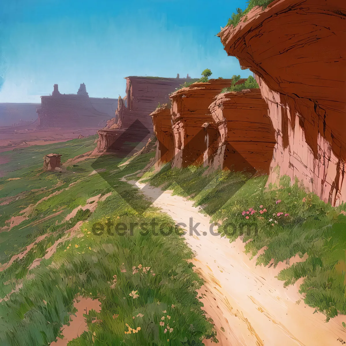 Picture of Majestic Desert Canyon Landscape with Towering Sandstone Cliffs