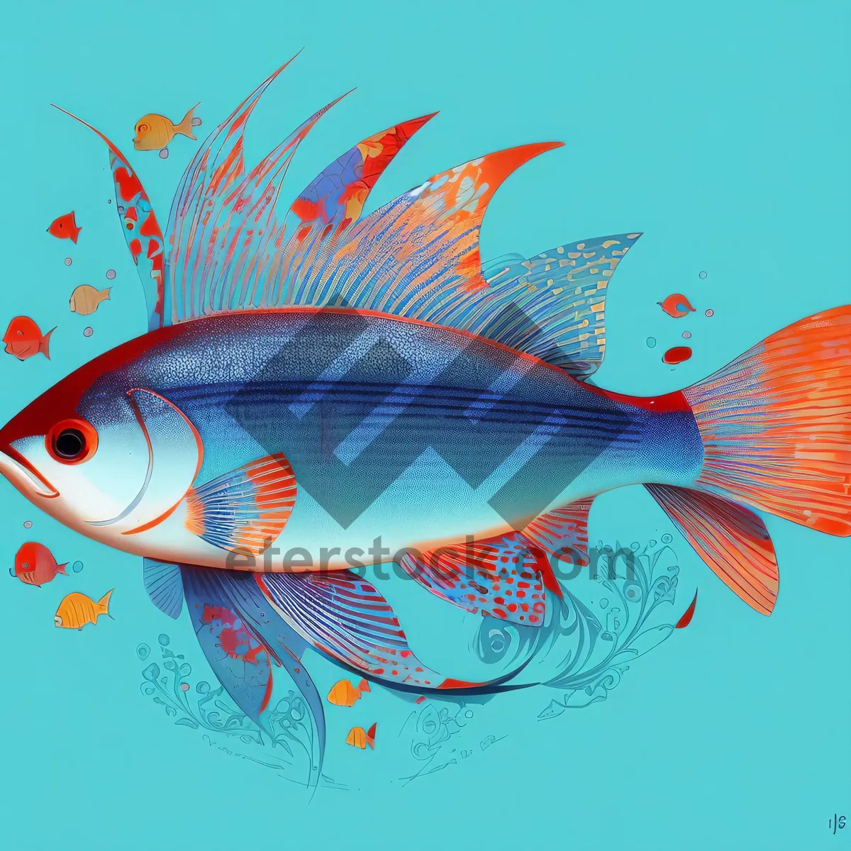Picture of Stunning Splash of Seawater with Floating Goldfish